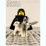LEGO GAME OF THRONES -- CUSTOM JON SNOW MINIFIGURE WITH DIRE WOLF 100% AUTHENTIC PIECES