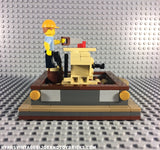LEGO CUSTOM -- SERIES 13 CARPENTER MINIFIGURE WITH WOODWORKING TABLE DISPLAY MOC